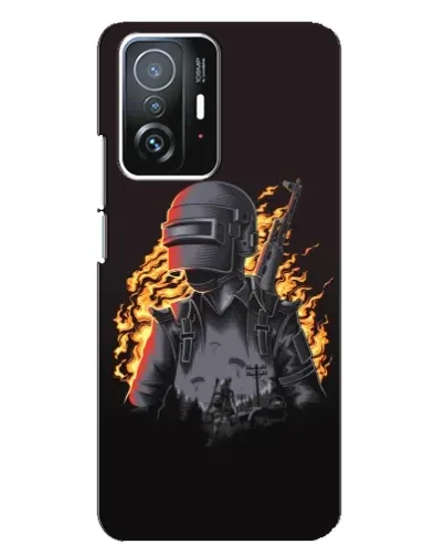 Чехол для Xiaomi 11T / 11T Pro с картинкой «PUBG — огненный силуэт»