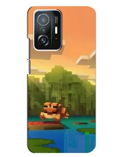 Чехол для Xiaomi 11T / 11T Pro с картинкой «Майнкрафт закат солнца»