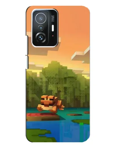 Чехол для Xiaomi 11T / 11T Pro с картинкой «Майнкрафт закат солнца»