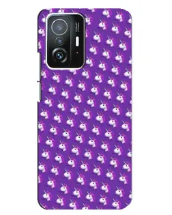 Чехол для Xiaomi 11T / 11T Pro с картинкой «Единороги на фиолетовом»