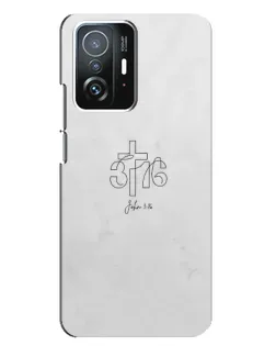 Чехол для Xiaomi 11T / 11T Pro с картинкой «Иоанна 3:16 Крест»