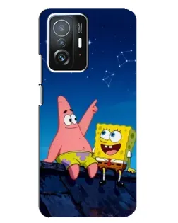 Чехол для Xiaomi 11T / 11T Pro с картинкой «Губка Боб и Патрик ночью»