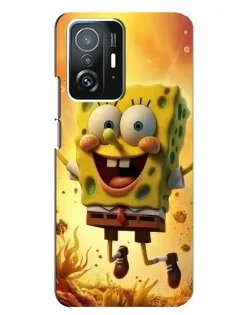 Чехол для Xiaomi 11T / 11T Pro с картинкой «Губка Боб прыгает»