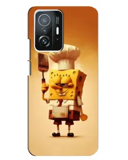 Чехол для Xiaomi 11T / 11T Pro с картинкой «Губка Боб повар»
