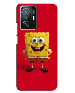 Чехол для Xiaomi 11T / 11T Pro с картинкой «Спанч Боб на красном»