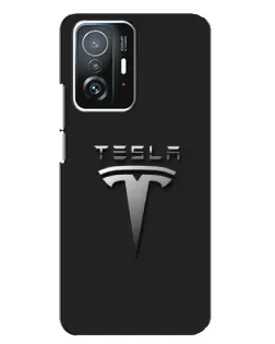 Чехол для Xiaomi 11T / 11T Pro с картинкой «Стальной логотип Tesla»