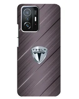 Чехол для Xiaomi 11T / 11T Pro с картинкой «Металлическая текстура Tesla»