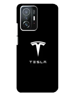 Чехол для Xiaomi 11T / 11T Pro с картинкой «Tesla White Logo»