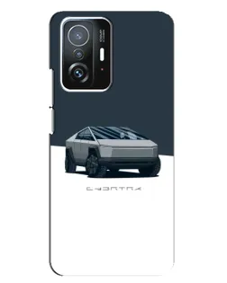 Чехол для Xiaomi 11T / 11T Pro с картинкой «Серебристый Cybertruck Tesla»