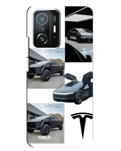 Чехол для Xiaomi 11T / 11T Pro с картинкой «Коллаж Cybertruck Tesla»