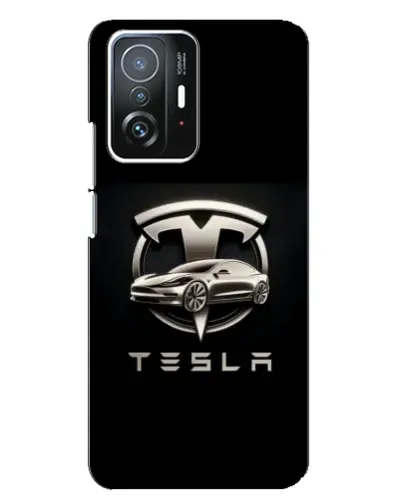 Чехол для Xiaomi 11T / 11T Pro с картинкой «Tesla — серебристое авто»