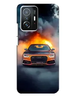 Чехол для Xiaomi 11T / 11T Pro с картинкой «Audi в огненном дыму»