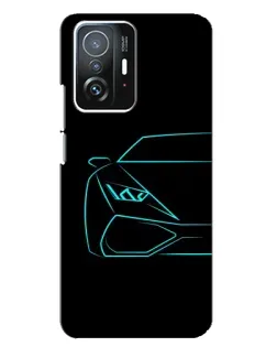 Чехол для Xiaomi 11T / 11T Pro с картинкой «Голубой силуэт Lamborghini»