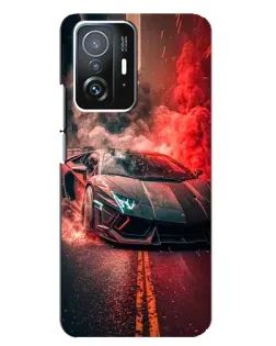 Чехол для Xiaomi 11T / 11T Pro с картинкой «Lamborghini красный дым»