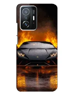 Чехол для Xiaomi 11T / 11T Pro с картинкой «Lamborghini в огне»