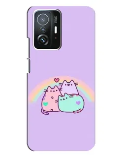 Чехол для Xiaomi 11T / 11T Pro с картинкой «Радужные Пушины»