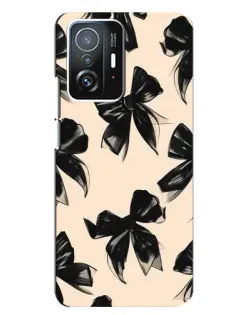 Чехол для Xiaomi 11T / 11T Pro с картинкой «Паттерн черные банты»