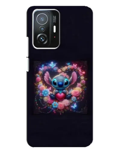 Чехол для Xiaomi 11T / 11T Pro с картинкой «Stitch в цветах»