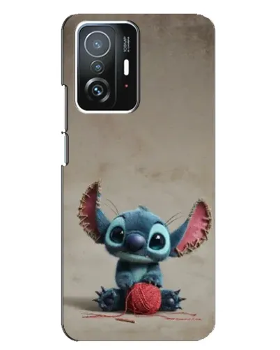 Чехол для Xiaomi 11T / 11T Pro с картинкой «Стич на коричневом фоне»