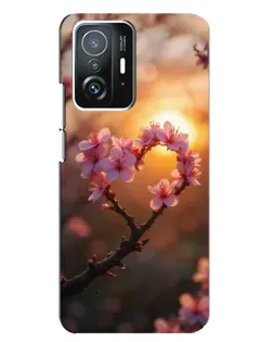 Чехол для Xiaomi 11T / 11T Pro с картинкой «Розовый цвет сердце на фоне заката» Чехол для Xiaomi 11T / 11T Pro с картинкой «Розовый цвет сердце на фоне заката»