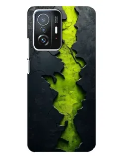 Чехол для Xiaomi 11T / 11T Pro с картинкой «Салатовый разлом скалы»