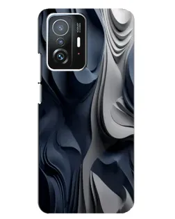 Чехол для Xiaomi 11T / 11T Pro с картинкой «Объемные синие складки»