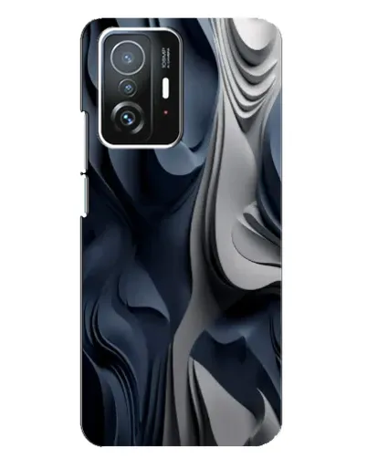 Чехол для Xiaomi 11T / 11T Pro с картинкой «Объемные синие складки»