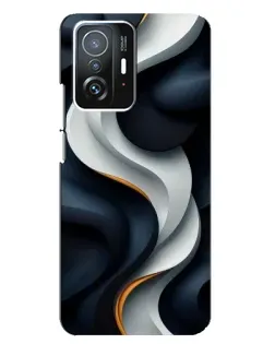 Чехол для Xiaomi 11T / 11T Pro с картинкой «Объемные черно-белые ленты»