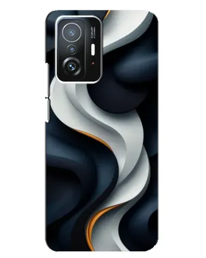 Чехол для Xiaomi 11T / 11T Pro с картинкой «Объемные черно-белые ленты»