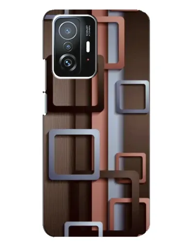 Чехол для Xiaomi 11T / 11T Pro с картинкой «Коричневые объемные квадраты»