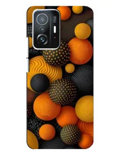 Чехол для Xiaomi 11T / 11T Pro с картинкой «Объемные оранжевые сферы»