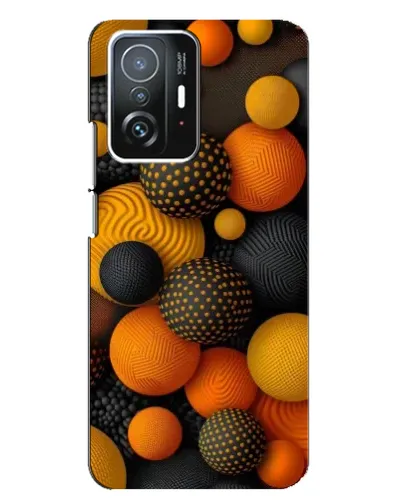 Чехол для Xiaomi 11T / 11T Pro с картинкой «Объемные оранжевые сферы»