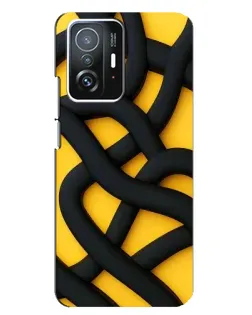 Чехол для Xiaomi 11T / 11T Pro с картинкой «Черное желтое переплетение»