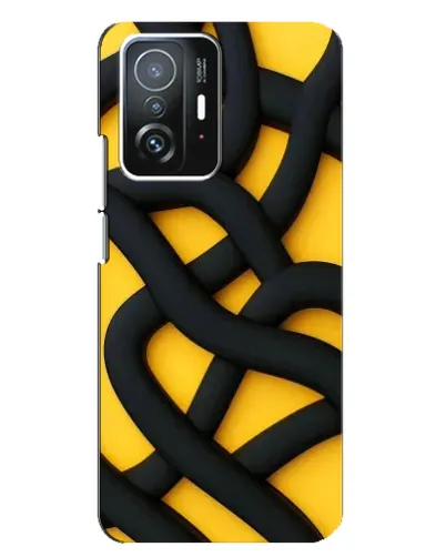 Чехол для Xiaomi 11T / 11T Pro с картинкой «Черное желтое переплетение»