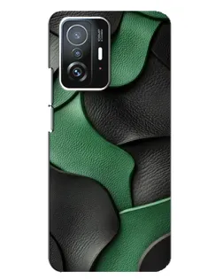 Чехол для Xiaomi 11T / 11T Pro с картинкой «Зеленые кожаные волны»