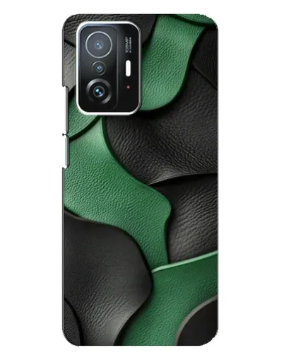Чехол для Xiaomi 11T / 11T Pro с картинкой «Зеленые кожаные волны»