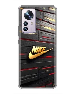 Чехол для Xiaomi 12 / 12X с картинкой «Золотой Nike на металле»