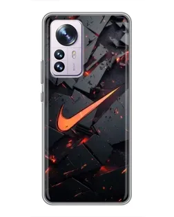 Чехол для Xiaomi 12 / 12X с картинкой «Nike — эффект разломов»