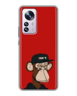 Чехол для Xiaomi 12 / 12X с картинкой «Bored Ape — красный фон»