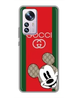 Чехол для Xiaomi 12 / 12X с картинкой «Gucci — полосы и Микки»