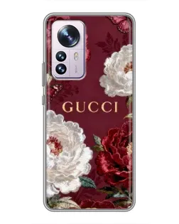 Чехол для Xiaomi 12 / 12X с картинкой «Gucci — бордовые розы»