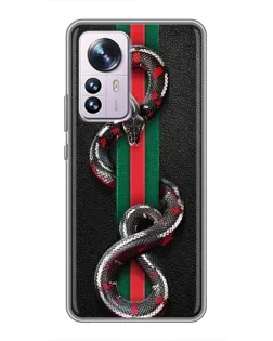 Чехол для Xiaomi 12 / 12X с картинкой «Gucci — змея на полосе»