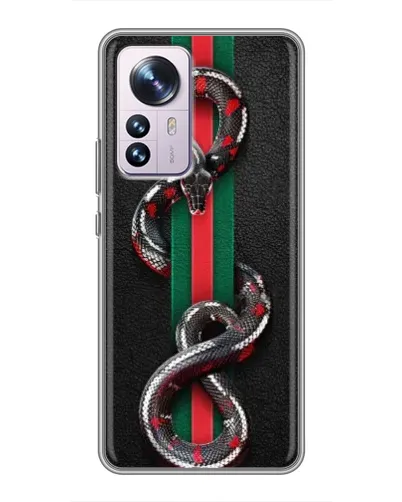 Чехол для Xiaomi 12 / 12X с картинкой «Gucci — змея на полосе» Чехол для Xiaomi 12 / 12X с картинкой «Gucci — змея на полосе»