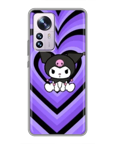 Чехол для Xiaomi 12 / 12X с картинкой «Kuromi и фиолетовые сердца»