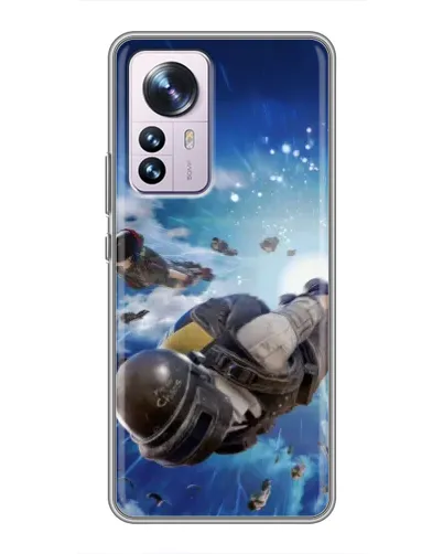 Чехол для Xiaomi 12 / 12X с картинкой «Десант PUBG — прыжок»