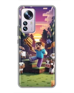 Чехол для Xiaomi 12 / 12X с картинкой «Стив на ферме»