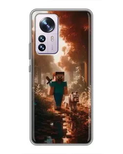 Чехол для Xiaomi 12 / 12X с картинкой «Стив в лесу» Чехол для Xiaomi 12 / 12X с картинкой «Стив в лесу»