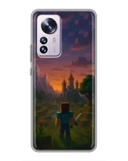 Чехол для Xiaomi 12 / 12X с картинкой «Стив у башни» Чехол для Xiaomi 12 / 12X с картинкой «Стив у башни»
