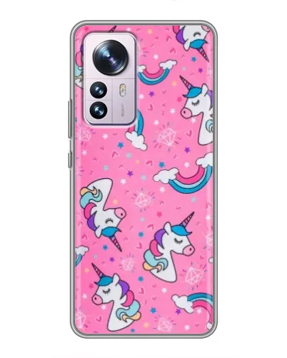Чехол для Xiaomi 12 / 12X с картинкой «Unicorn паттерн розовый»