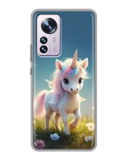 Чехол для Xiaomi 12 / 12X с картинкой «Единорог на поляне»